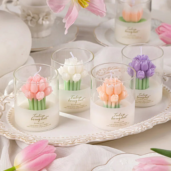 Tulip Hand Flower Shaped Scented Candle