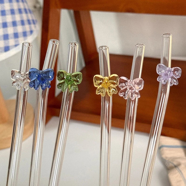 Reusable Butterfly Glass Straw