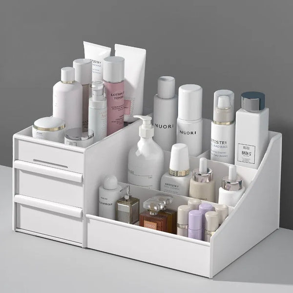 Caja de almacenamiento de maquillaje con cajón blanco: una solución elegante para la organización ✨