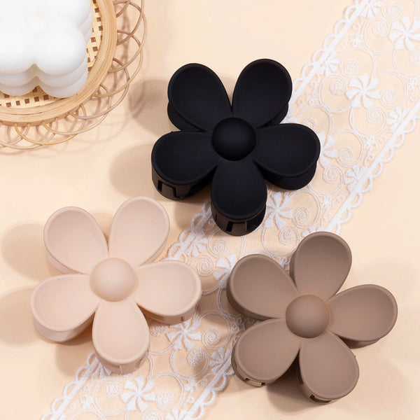 3pcs Big Flower Matte Hair Claw Clips