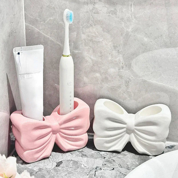 Ceramic Bow Toothbrush Holder