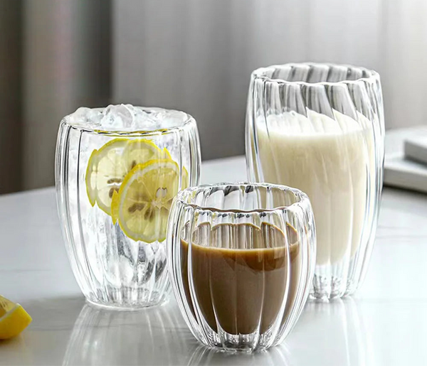 Double Wall Striped Glass Mug