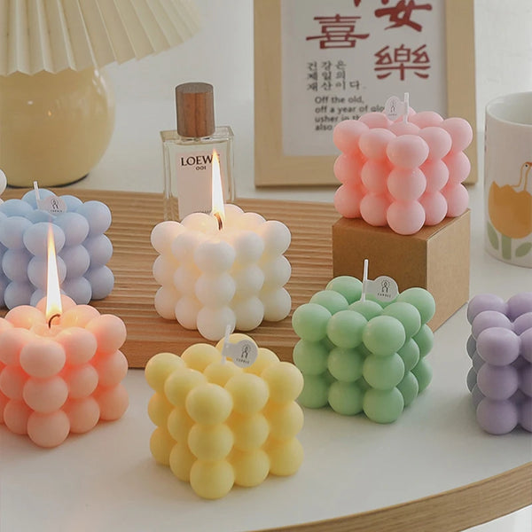 Bougie Bubble Cube – Une touche d’élégance pour votre espace épuré 🕯️✨