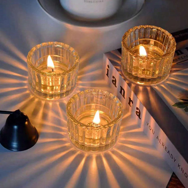 Juego de 2 candelabros de cristal para velas de té: elegante centro de mesa para cualquier ocasión 🕯️✨