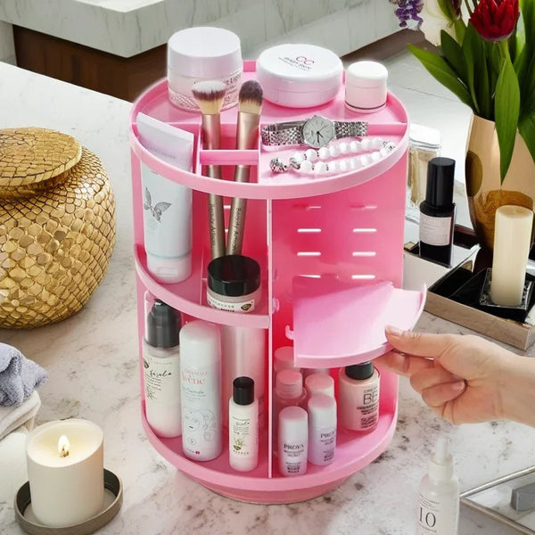 360° Rotating Makeup Shelf Organizer