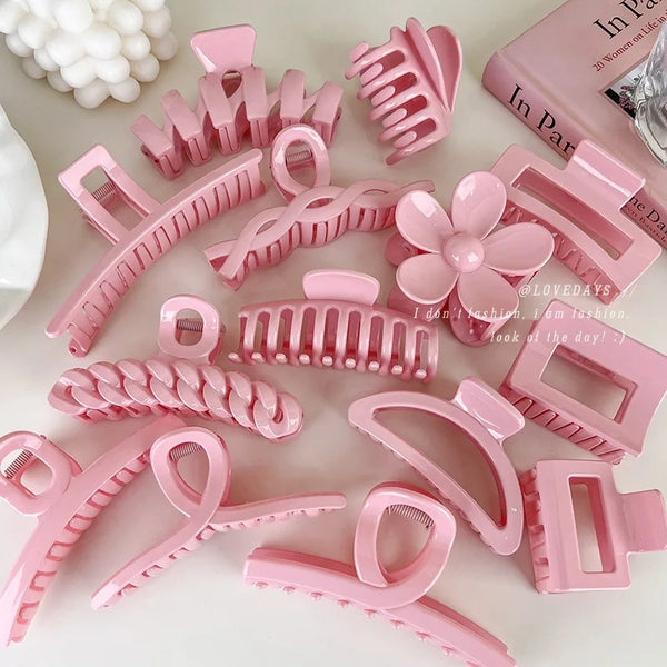 Pink Heart-Shaped Grab Clip for Hair