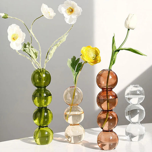 Vase en verre à bulles teinté – Une touche d’élégance japonaise et nordique pour votre espace 🌿💫